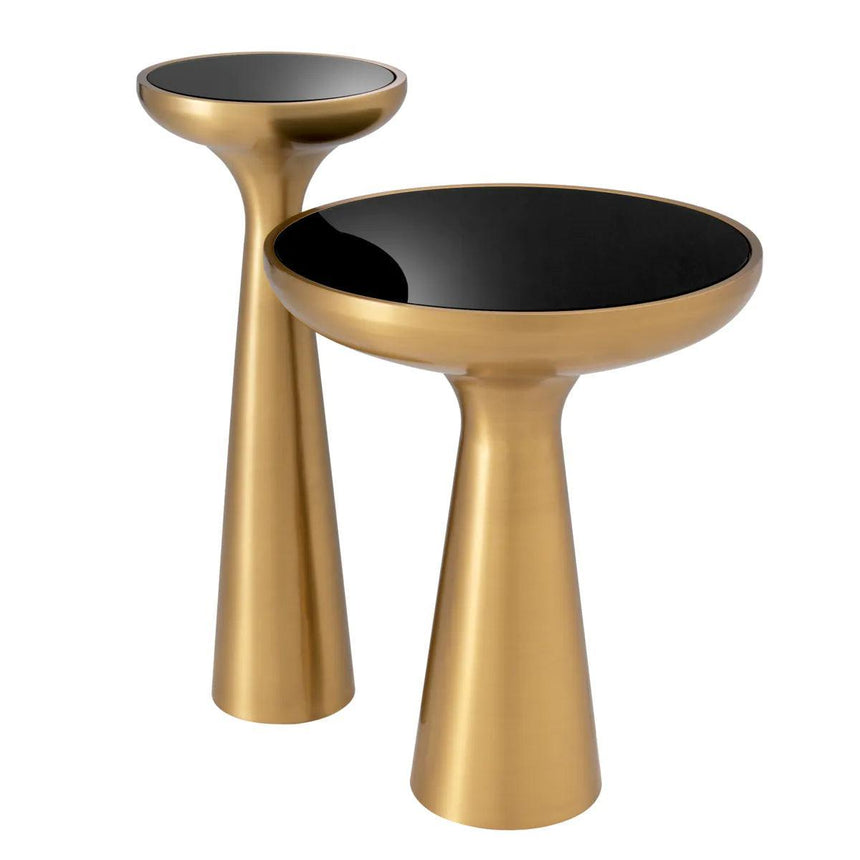 Lindos glass side table with brass frame Ø29