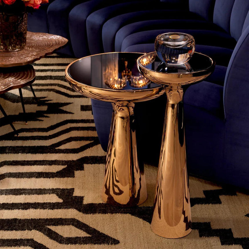 Lindos glass side table with brass frame Ø29