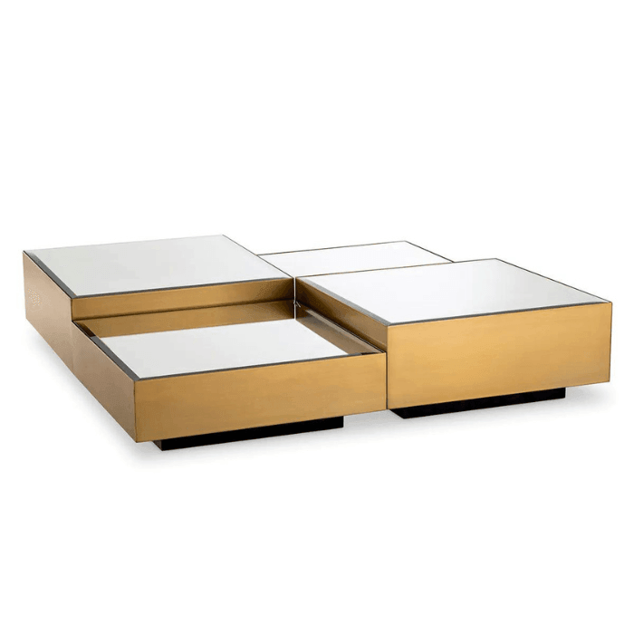 Esposito mirrored glass coffee table set
