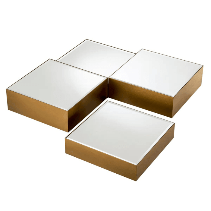 Esposito mirrored glass coffee table set