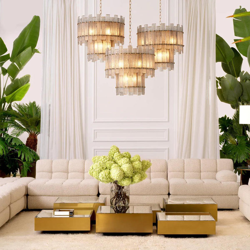 Esposito mirrored glass coffee table set