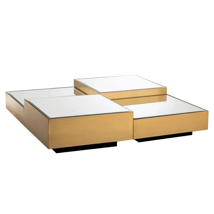 Esposito mirrored glass coffee table set