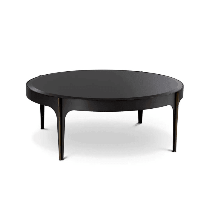 Artemisa glass coffee table with bronze legs Ø94