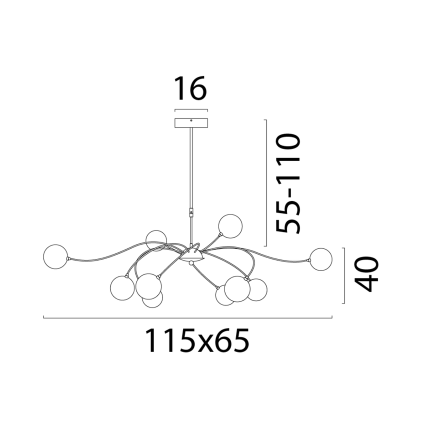 Molto üveg nikkel függőlámpa