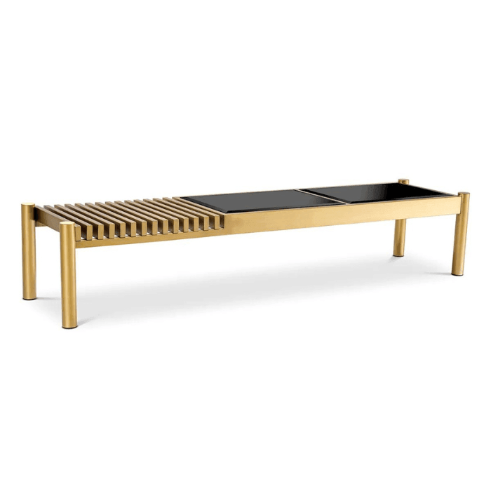 Bibi mirrored glass coffee table with brass frame