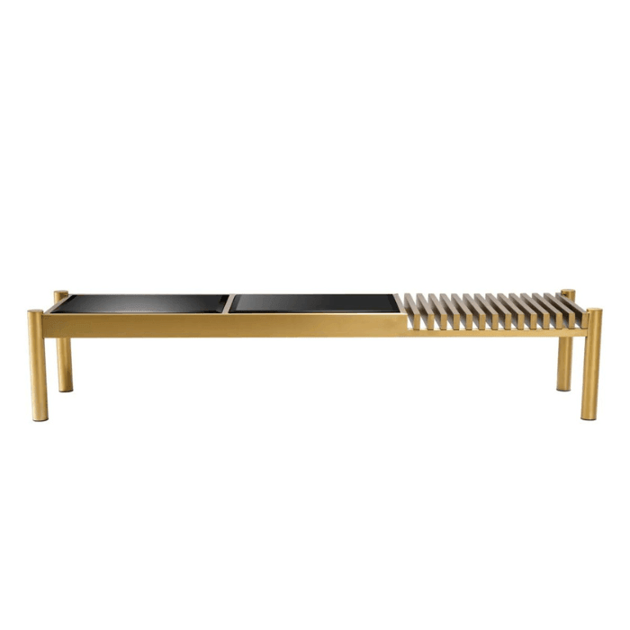 Bibi mirrored glass coffee table with brass frame