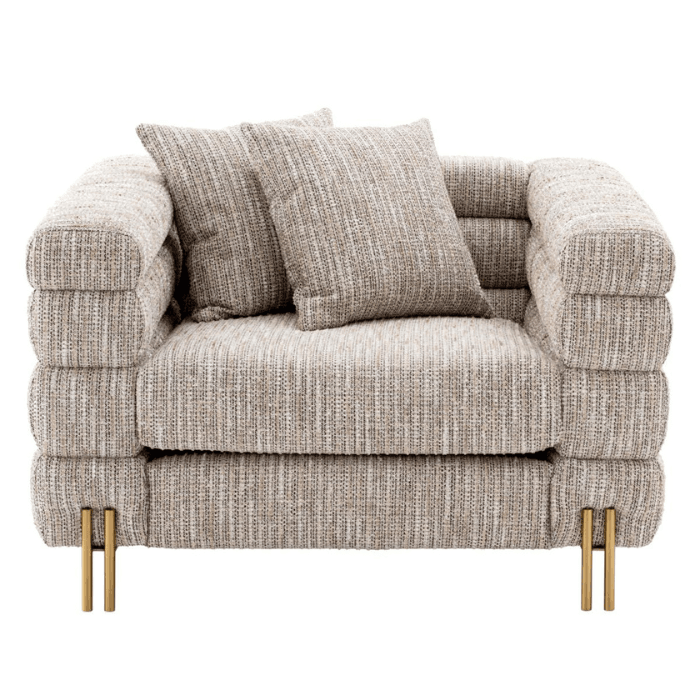 York szövet fotel sárgaréz lábakkal