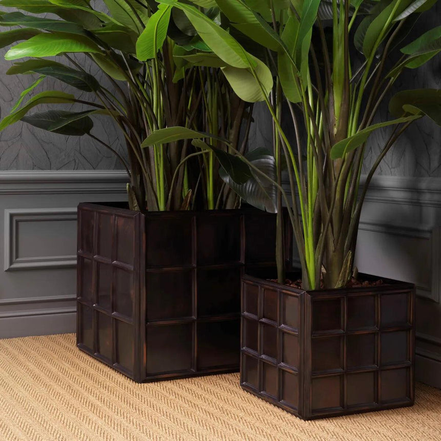 Grid metal flower pot large