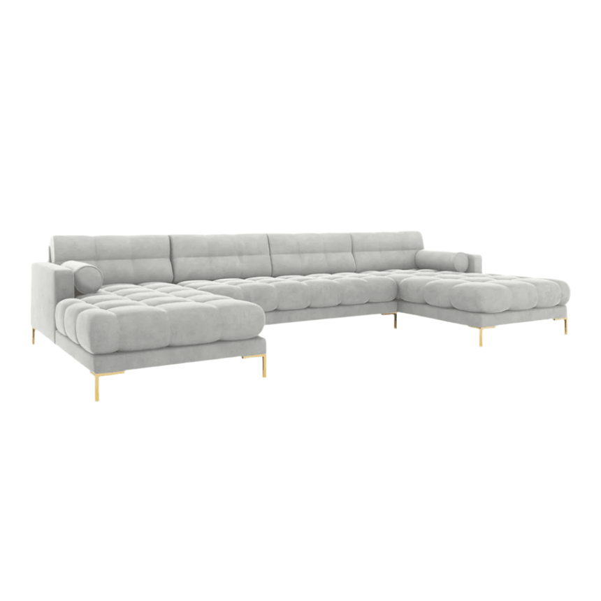 Mamaia U alakú bársony kanapé arany lábbal