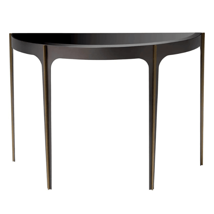 Artemisa glass console table with bronze legs