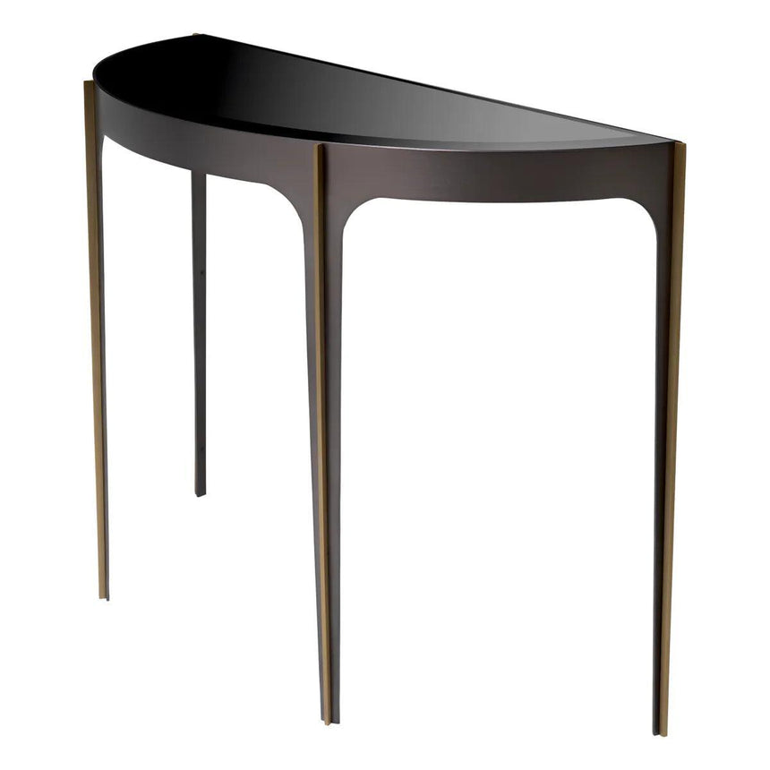 Artemisa glass console table with bronze legs