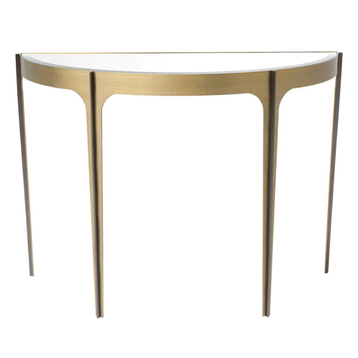Artemisa mirrored glass console table with brass legs