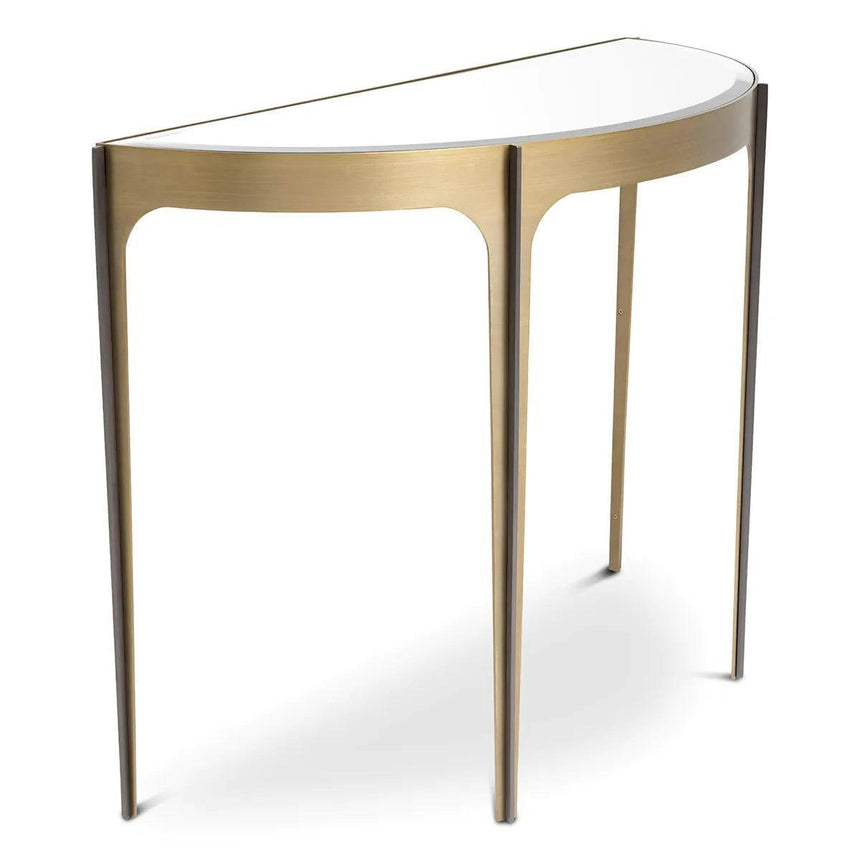 Artemisa mirrored glass console table with brass legs