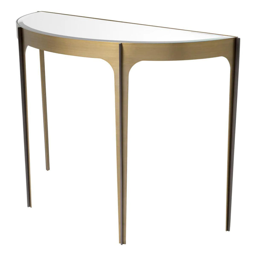 Artemisa mirrored glass console table with brass legs