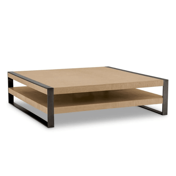 Guinness wooden coffee table with bronze legs