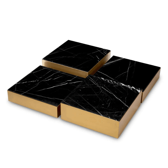 Esposito Marble Coffee Table Set with Brass Frame