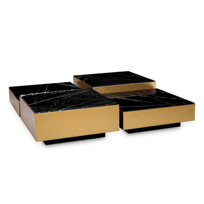 Esposito Marble Coffee Table Set with Brass Frame