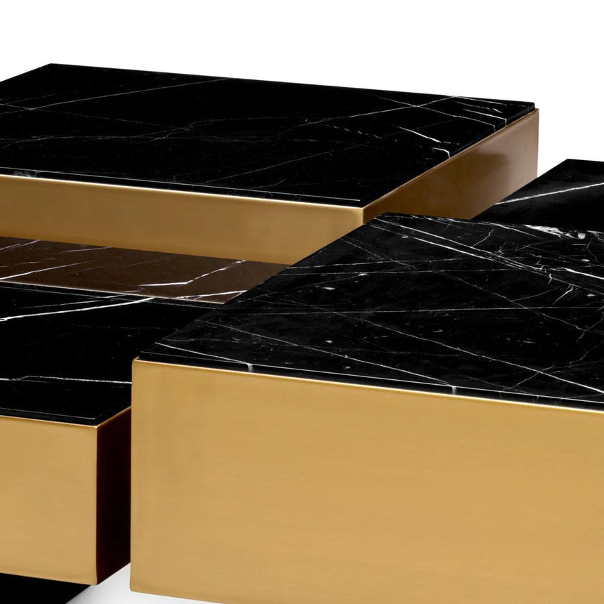 Esposito Marble Coffee Table Set with Brass Frame