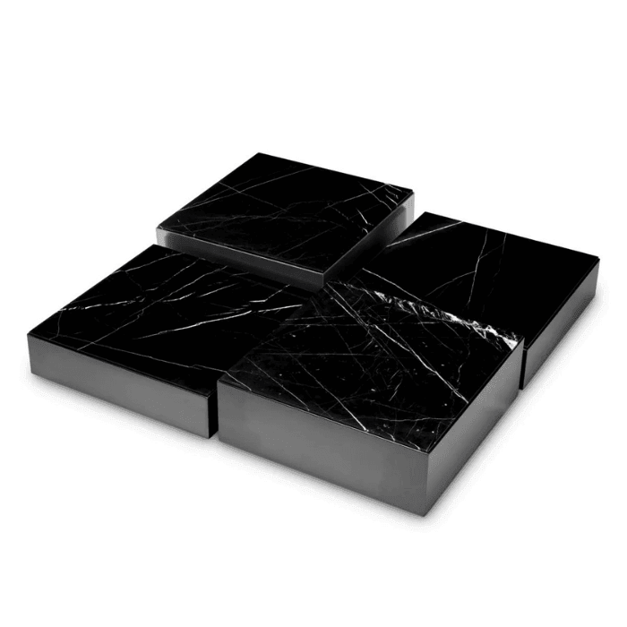 Esposito marble coffee table set with bronze frame