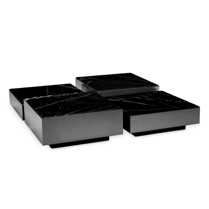 Esposito marble coffee table set with bronze frame