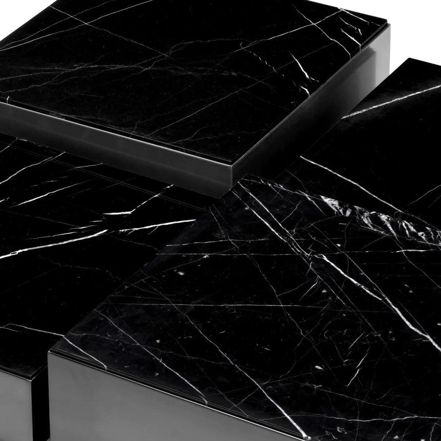 Esposito marble coffee table set with bronze frame