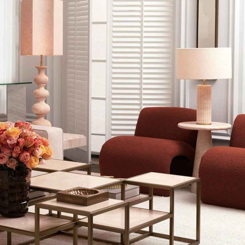 Giova Round bouclé table lamp