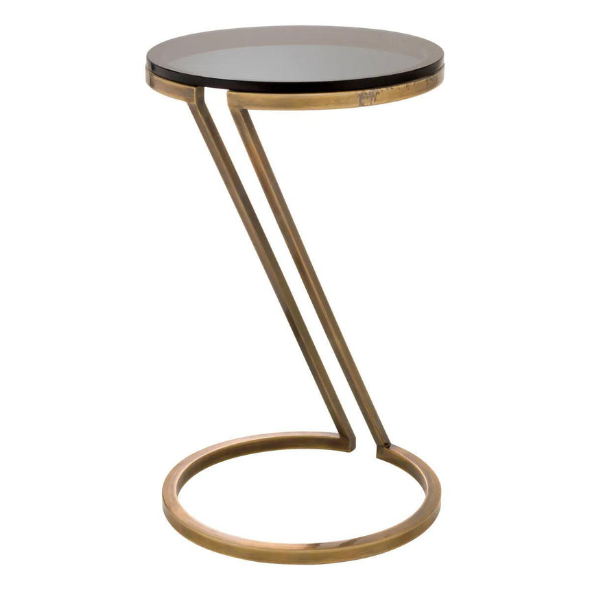 Falcone smoked glass side table with brass legs