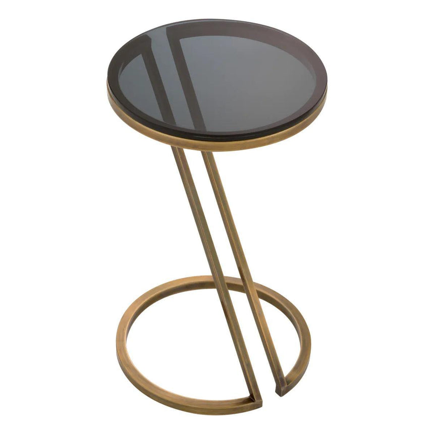 Falcone smoked glass side table with brass legs