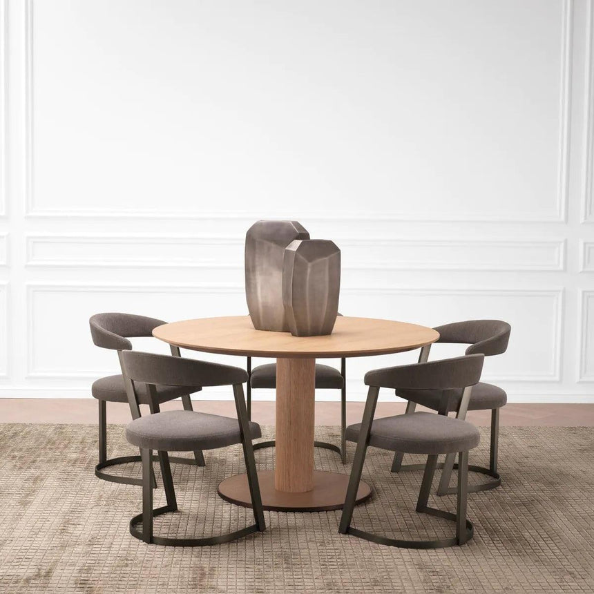 Astro wooden dining table with bronze trim