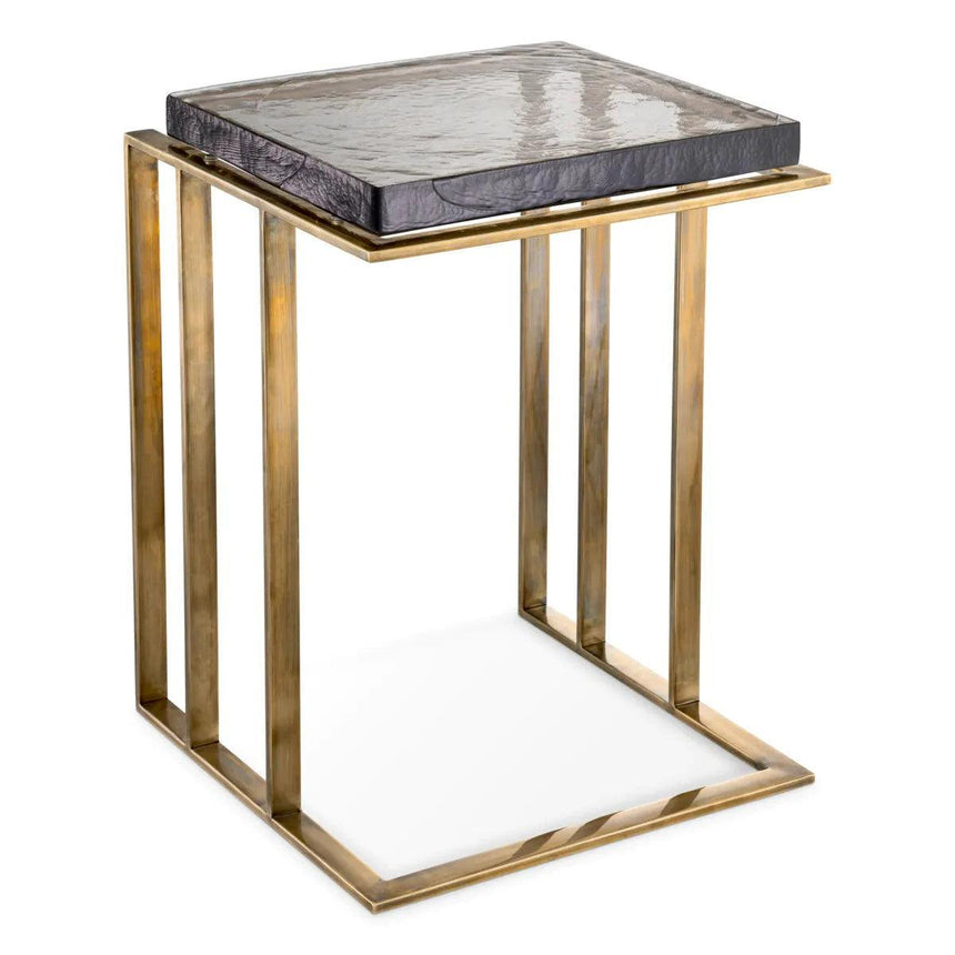 Crescent glass side table