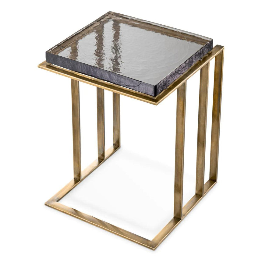Crescent glass side table