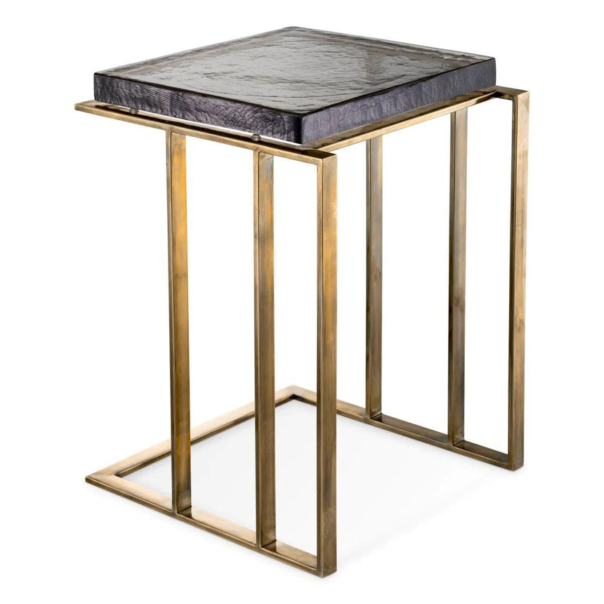 Crescent glass side table