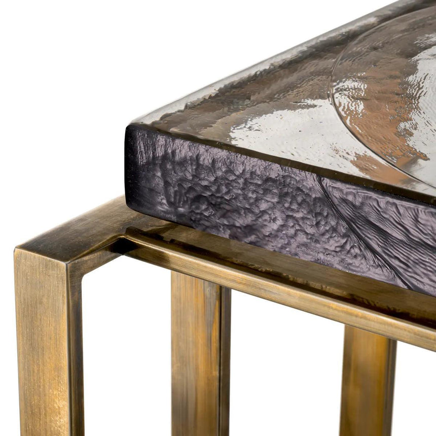 Crescent glass side table