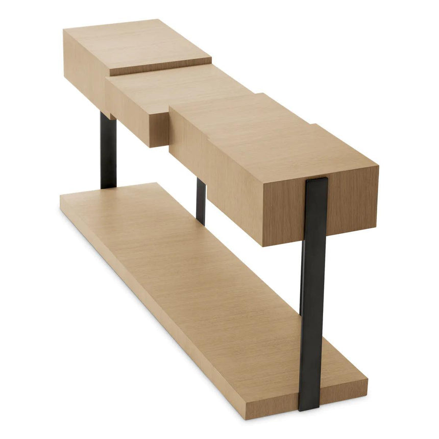 Nerone wooden console table with bronze frame