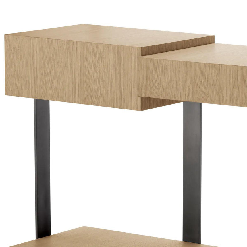 Nerone wooden console table with bronze frame