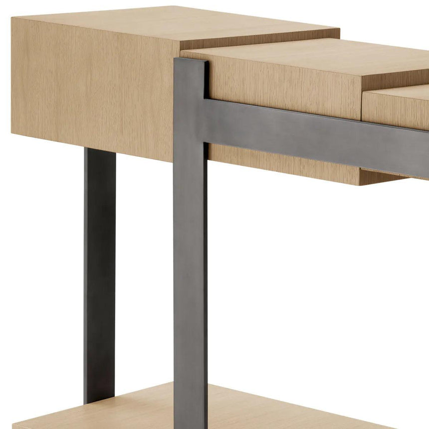 Nerone wooden console table with bronze frame