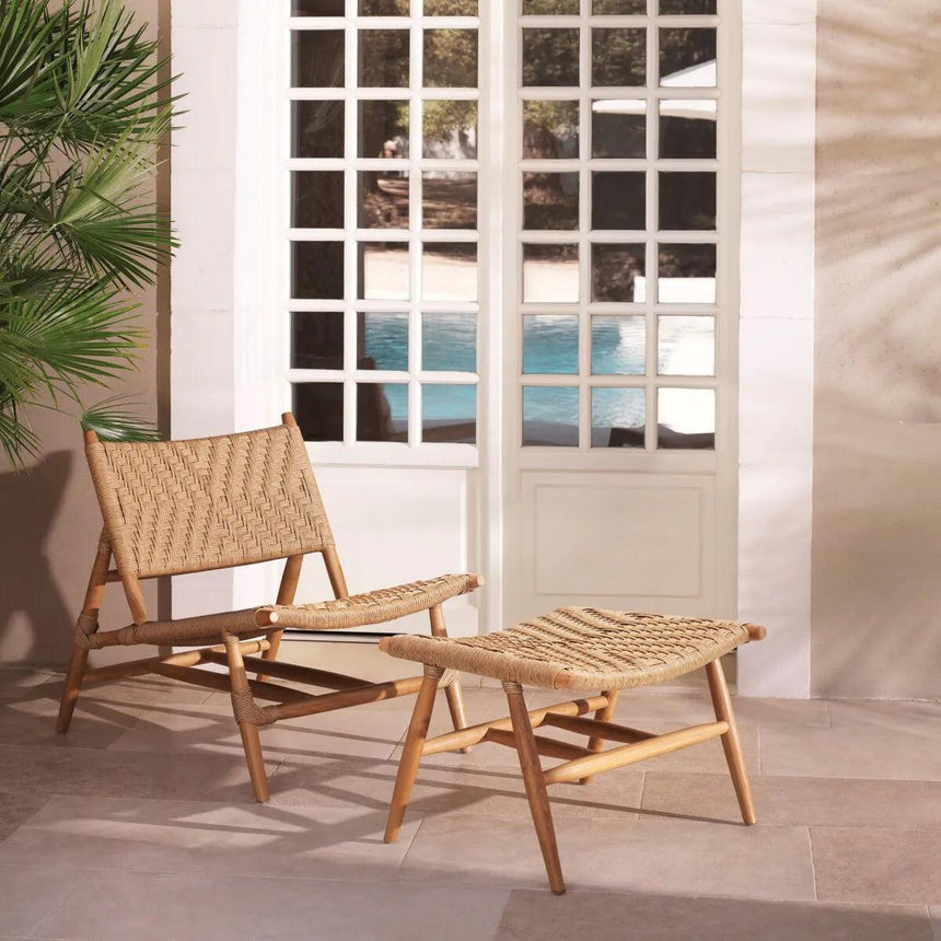 Laroc wooden garden lounge chair with footrest