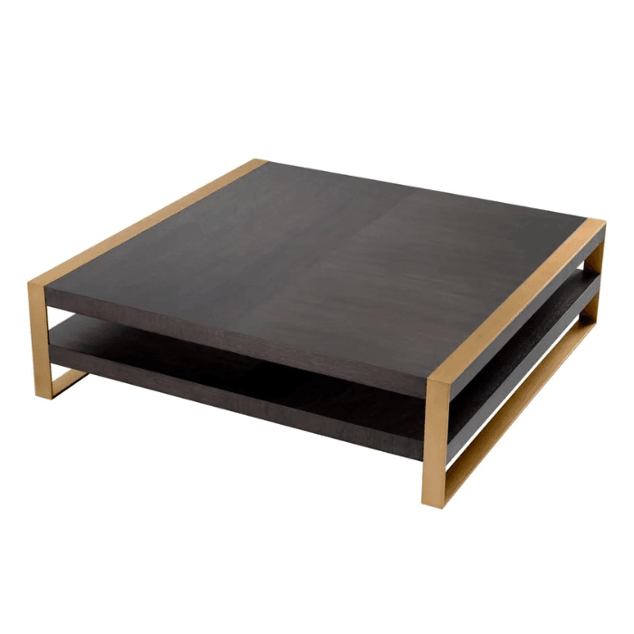 Guinness wooden coffee table with brass legs