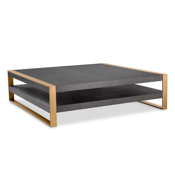 Guinness wooden coffee table with brass legs