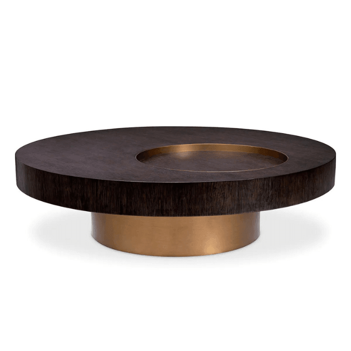 Otus wooden coffee table with brass legs Ø110