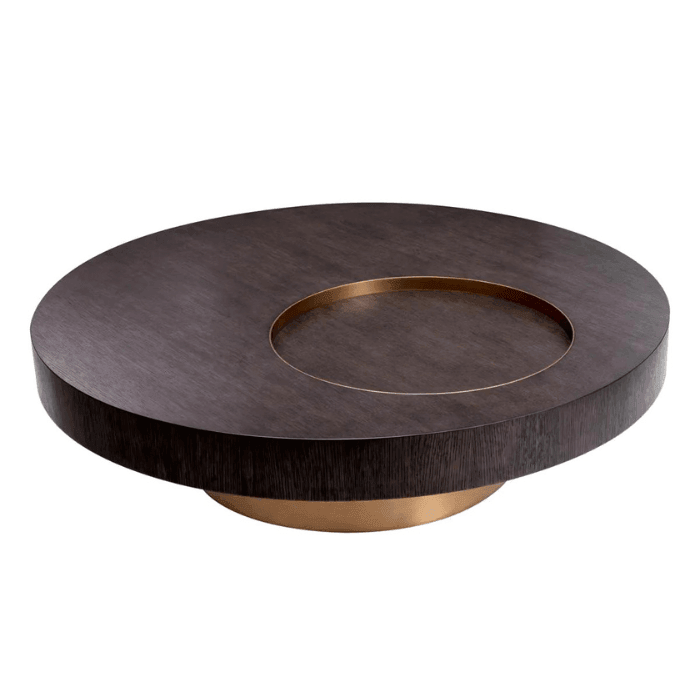 Otus wooden coffee table with brass legs Ø110