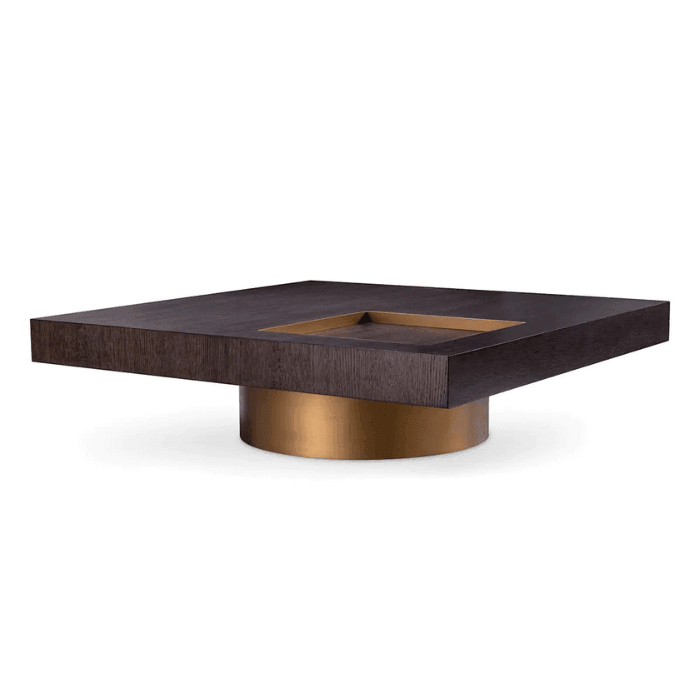 Otus wooden coffee table with brass legs 110x110