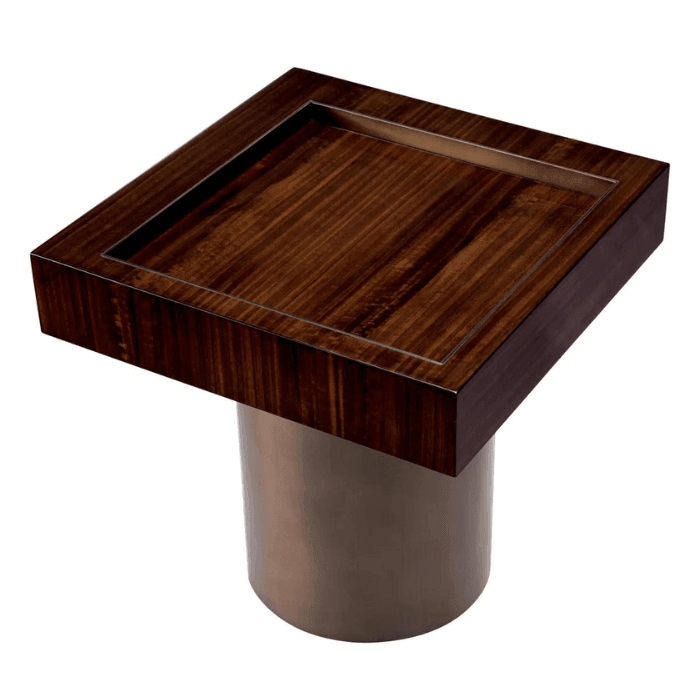 Otus wooden side table with bronze legs 50x50