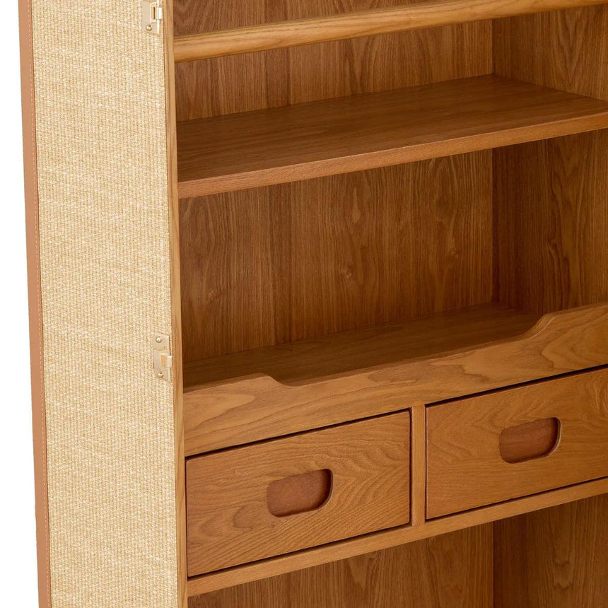 Martini Bianco wooden bar cabinet with brown trim