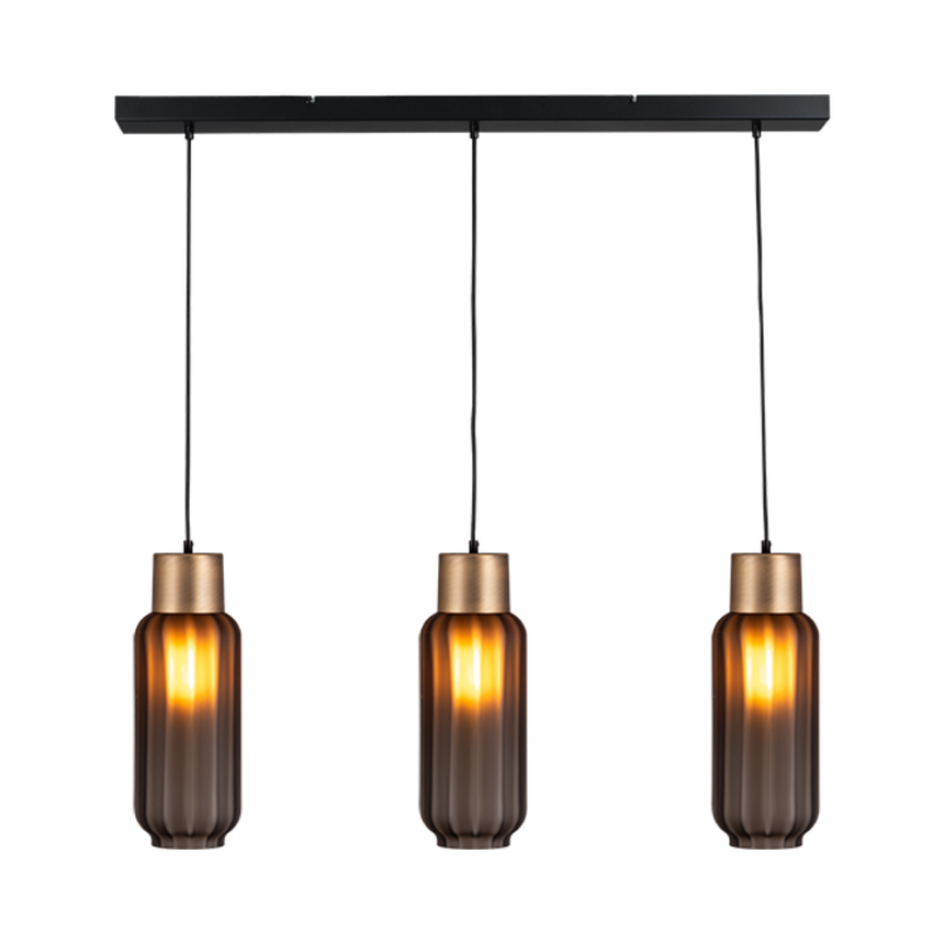 Lett Rib matt üveg függőlámpa réz foglalattal