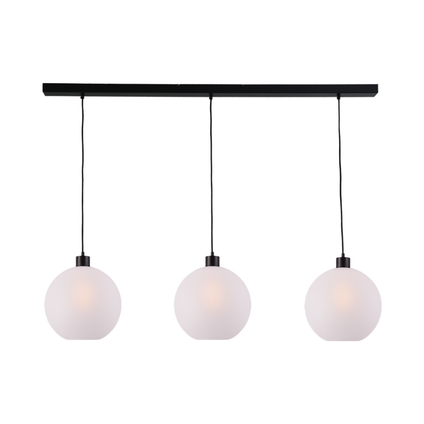 Lazise fehér üveg függőlámpa fekete foglalattal