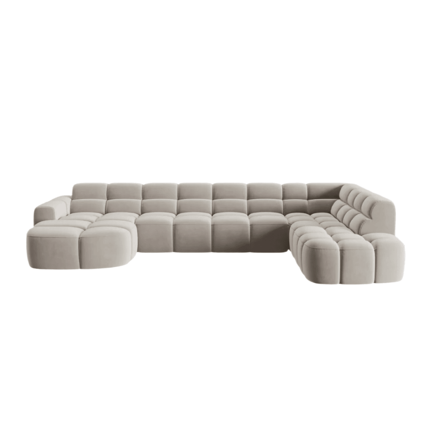 Lisa U-shaped velvet sofa with right corner unit
