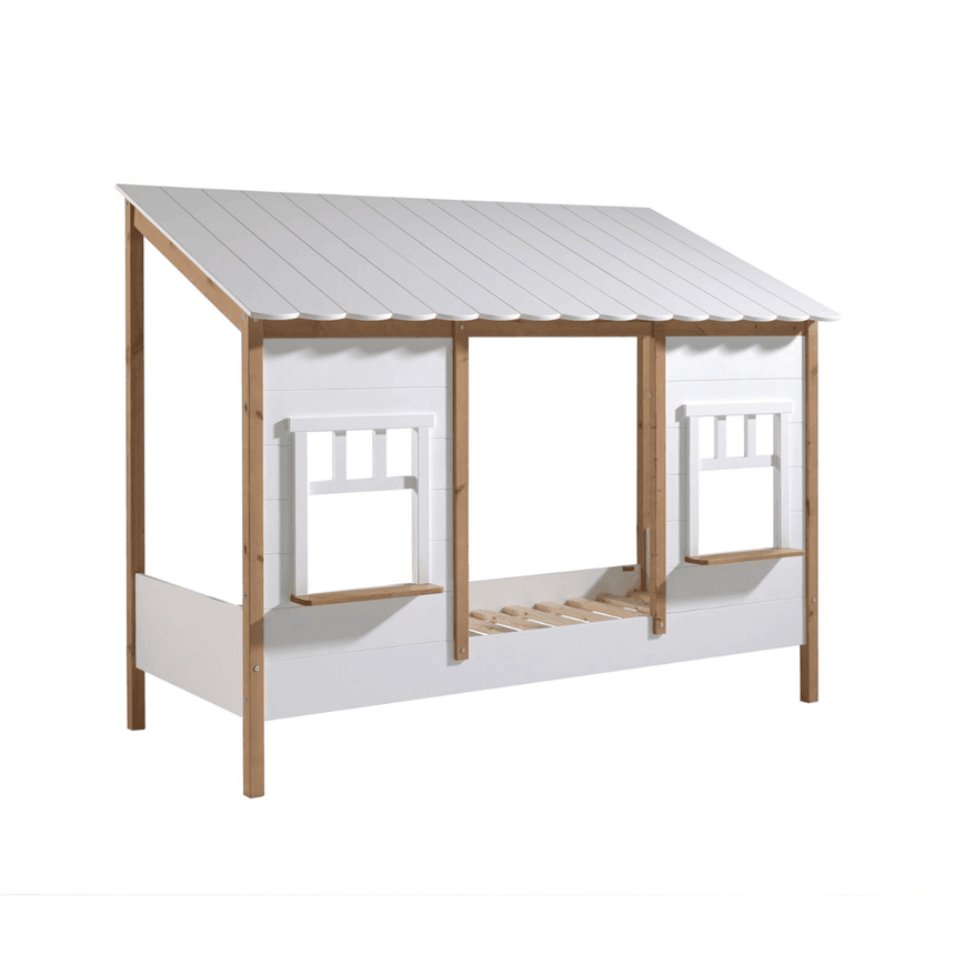 HB05 wooden house children's bed, 90x200 with linen holder