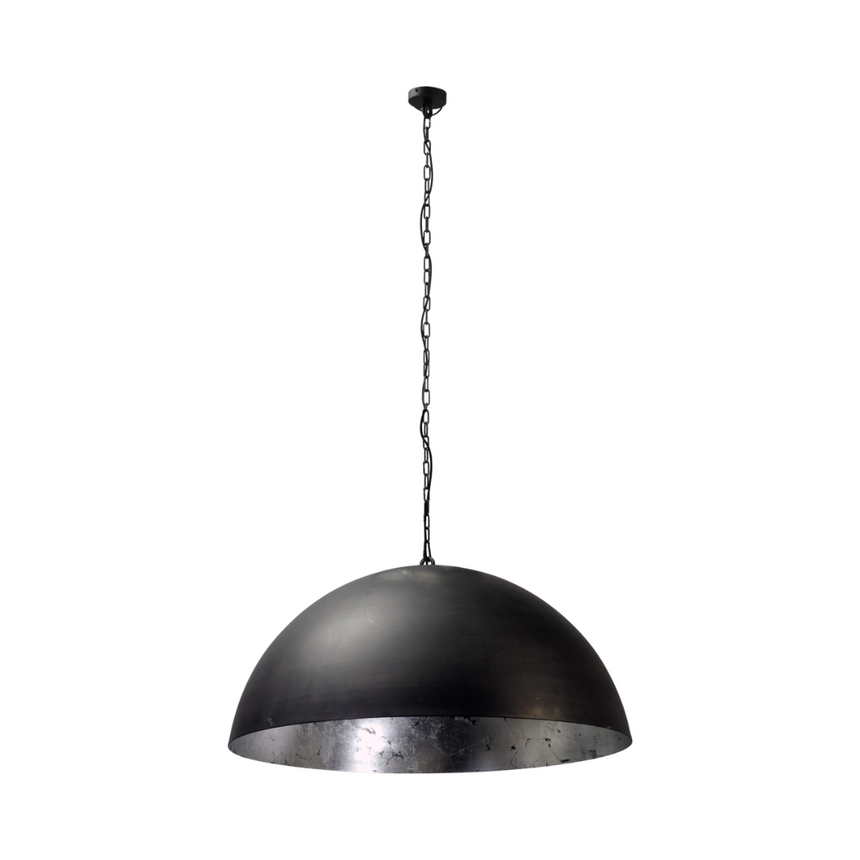 Larino 1-bulb black metal pendant lamp with silver interior