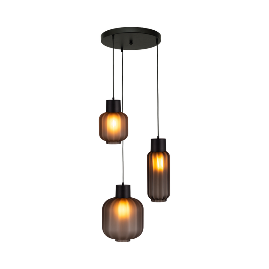 Lett Rib matt üveg függőlámpa fekete foglalattal